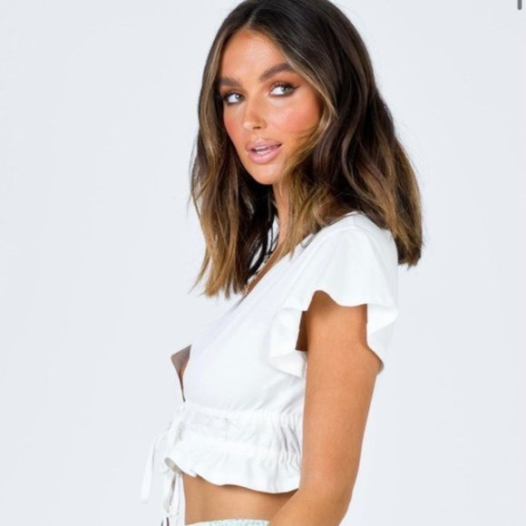 Princess Polly Jamison Reid White Crop Top 8 - Picture 2 of 10